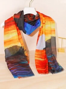 Pañuelo montaña & con estampado de sol ribete crudo - Multicolor - Ver 2