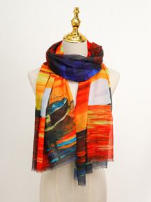 Pañuelo montaña & con estampado de sol ribete crudo - Multicolor - Ver 4