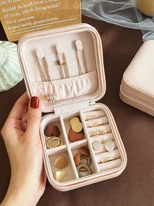 1pc Portable Travel Earrings Storage Box,Mini Ring Storage Case,Necklace Storage Box, Gift For Valentine's Day - Multicolor - View 1