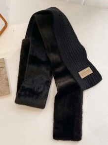 1 chiếc khăn quàng cổ ấm áp màu trơn tối giản, khăn quàng cổ thời trang cho phụ nữ - màu đen - Xem 2