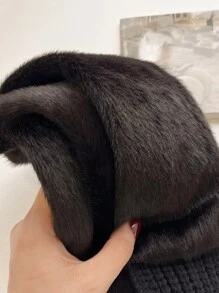 1 chiếc khăn quàng cổ ấm áp màu trơn tối giản, khăn quàng cổ thời trang cho phụ nữ - màu đen - Xem 3