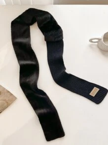 1 chiếc khăn quàng cổ ấm áp màu trơn tối giản, khăn quàng cổ thời trang cho phụ nữ - màu đen - Xem 5