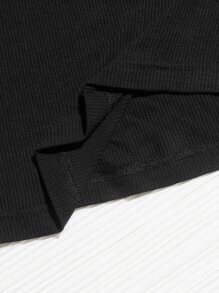 SHEIN Frenchy Áo hai dây Plus Size Tương phản ren Gân đan màu trơn Thanh lịch - màu đen - Xem 10