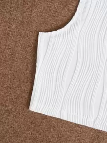 SHEIN EZwear Solid Crop Tank Top - White - View 3