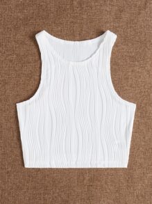 SHEIN EZwear Solid Crop Tank Top - White - View 4