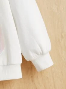 SHEIN 女孩汽車和字母圖案落肩袖套頭衫 - 白色 - 查看 4