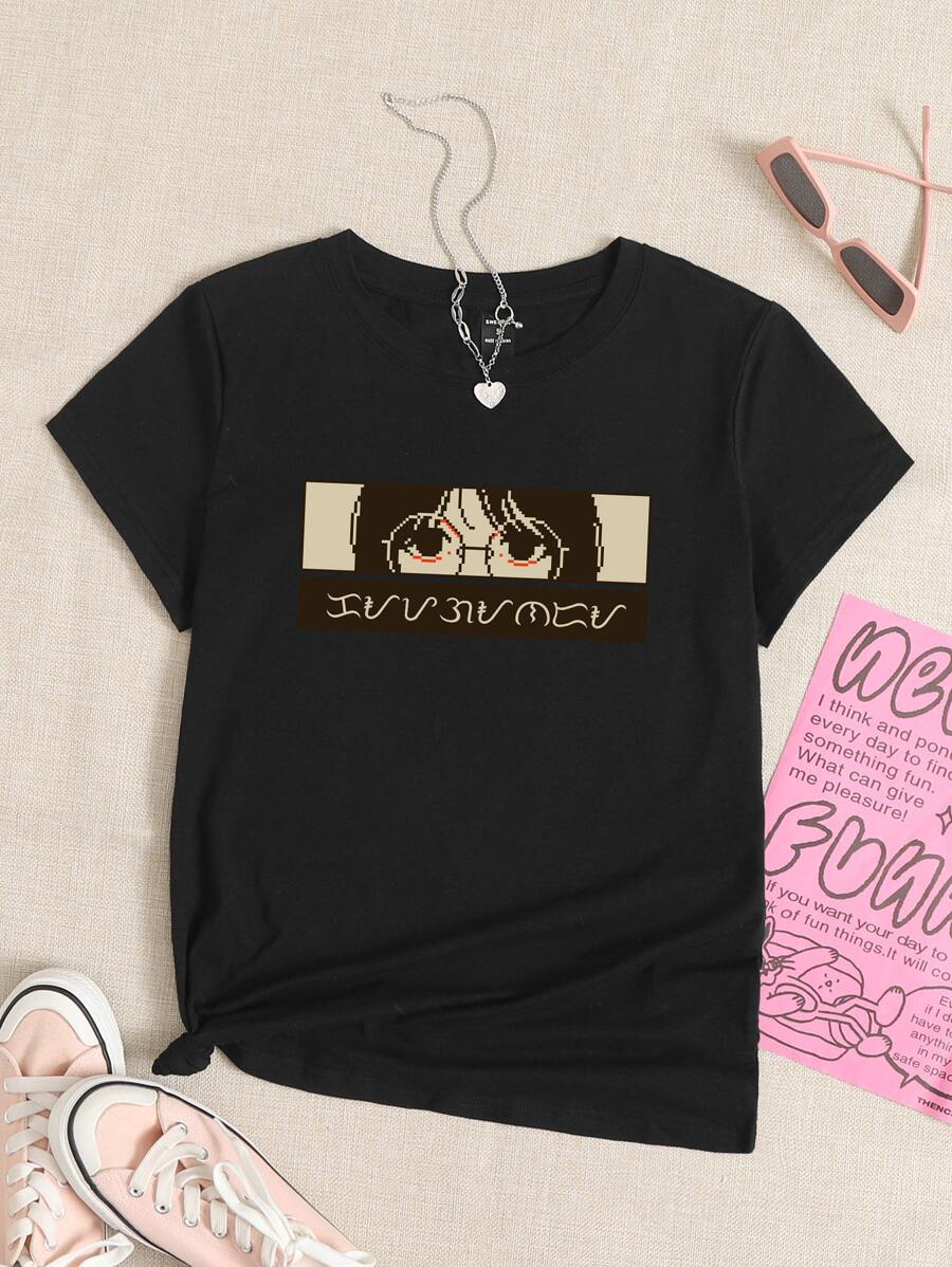 Arts of Win Figure & Letter Graphic Tee - Black - View 1