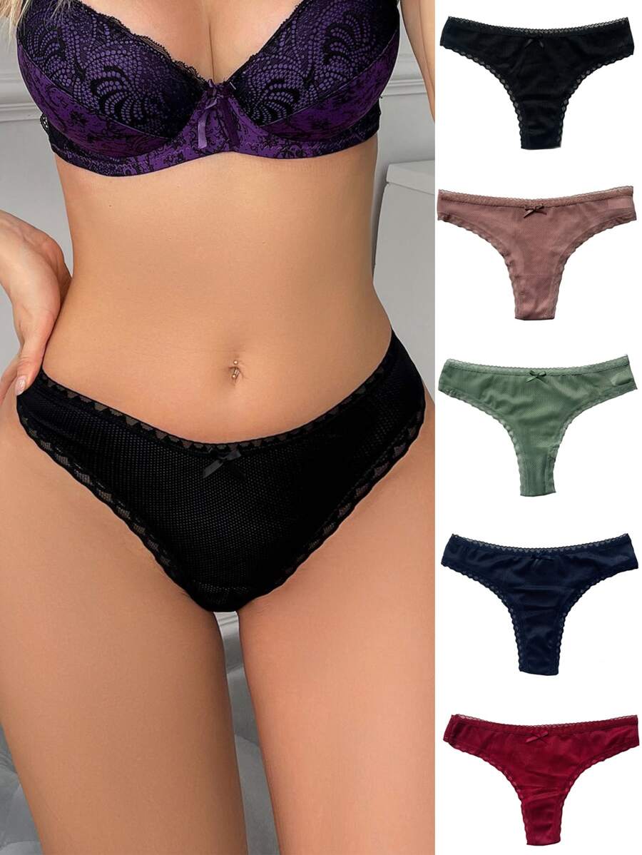 5pack Contrast Lace Panty - Multicolor - View 1