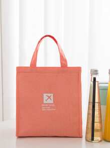 1pc Plane & Slogan Graphic Waterproof Lunch Bag - Orange - View 1