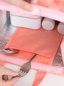 1pc Plane & Slogan Graphic Waterproof Lunch Bag - Orange - View 5