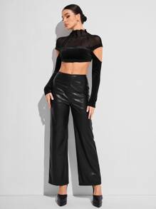 Duane Smith PU皮革直筒褲 - 黑色 - 查看 5