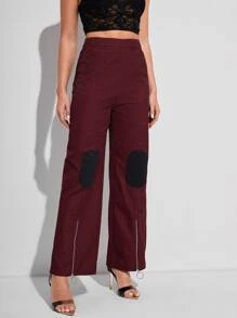 Duane Smith 高腰拉鍊下擺長褲 - 酒紅色 - 查看 3