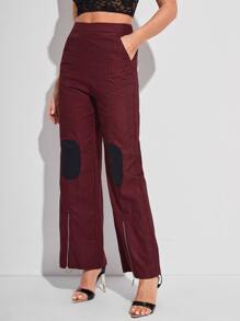 Duane Smith 高腰拉鍊下擺長褲 - 酒紅色 - 查看 6