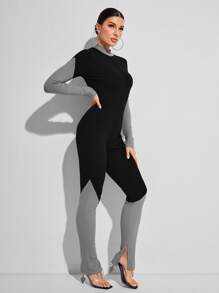 Duane Smith Two Tone Split Hem Jumpsuit - Multicolor - View 1