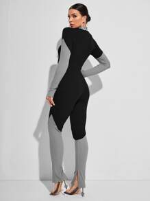 Duane Smith Two Tone Split Hem Jumpsuit - Multicolor - View 2