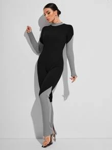 Duane Smith Two Tone Split Hem Jumpsuit - Multicolor - View 6