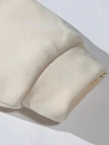 Manfinity EZcore 男款寬鬆設計口號圖形拉鍊連帽衫,設有保暖內裡和可調節束繩 - 卡其色 - 查看 5