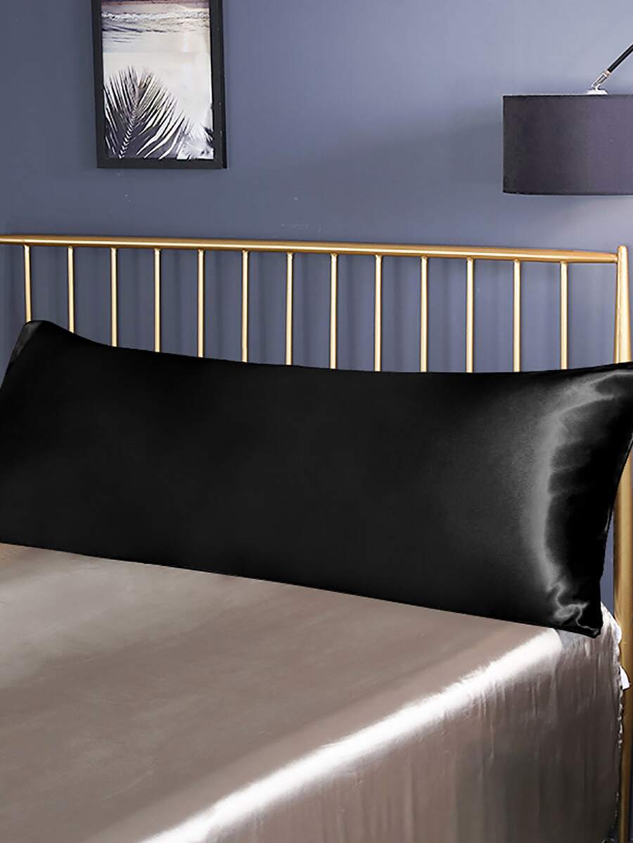 Áo gối satin màu đồng nhất không có chất độn - màu đen - Xem 1