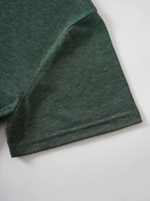 SHEIN LUNE Camiseta con estampado de figura y slogan - Verde Oscuro - Ver 3