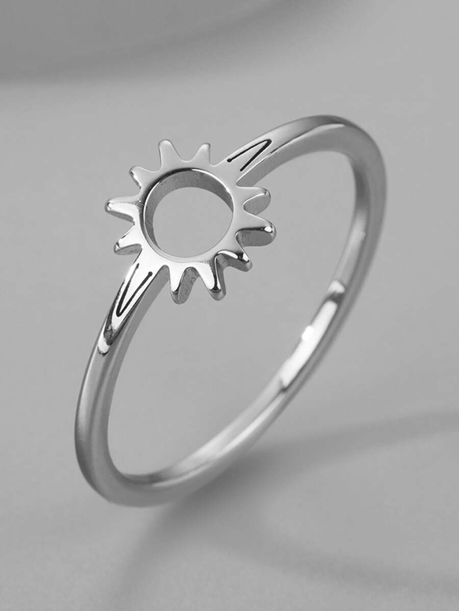 Anillo con diseño de sol - Plateado - Ver 1