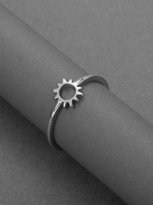 Anillo con diseño de sol - Plateado - Ver 4