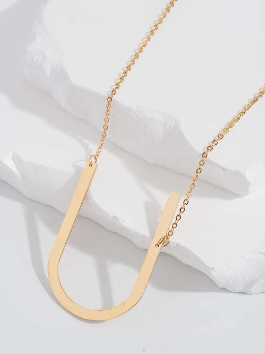 Letter Charm Necklace - Yellow Gold - View 1