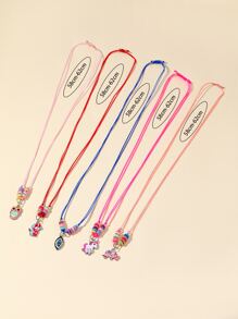 5pcs Elephant & Unicorn Charm Necklace - Multicolor - View 3