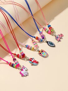 5pcs Elephant & Unicorn Charm Necklace - Multicolor - View 4