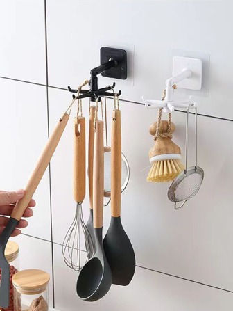 1入組/2入組/4入組可旋轉6掛鉤衣架（隨機顏色）