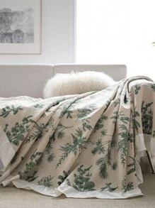 1pc Plant Pattern Sofa Towel - Multicolor - View 1