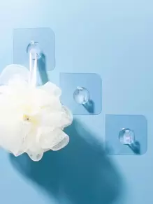 8pcs Adhesive Bathroom Hooks, Transparent Acrylic Strong Sticky Hooks For Smooth Wall, Tile, Glass, Christmas Gift - Clear - View 2