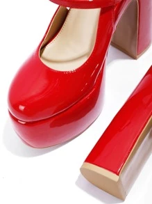 Cuccoo Chunky Heeled Slingback Pumps - Red - View 3