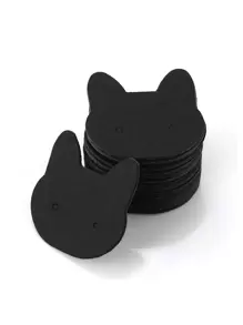 50入組卡通貓頭設計耳環收納架 - 黑色 - 查看 1