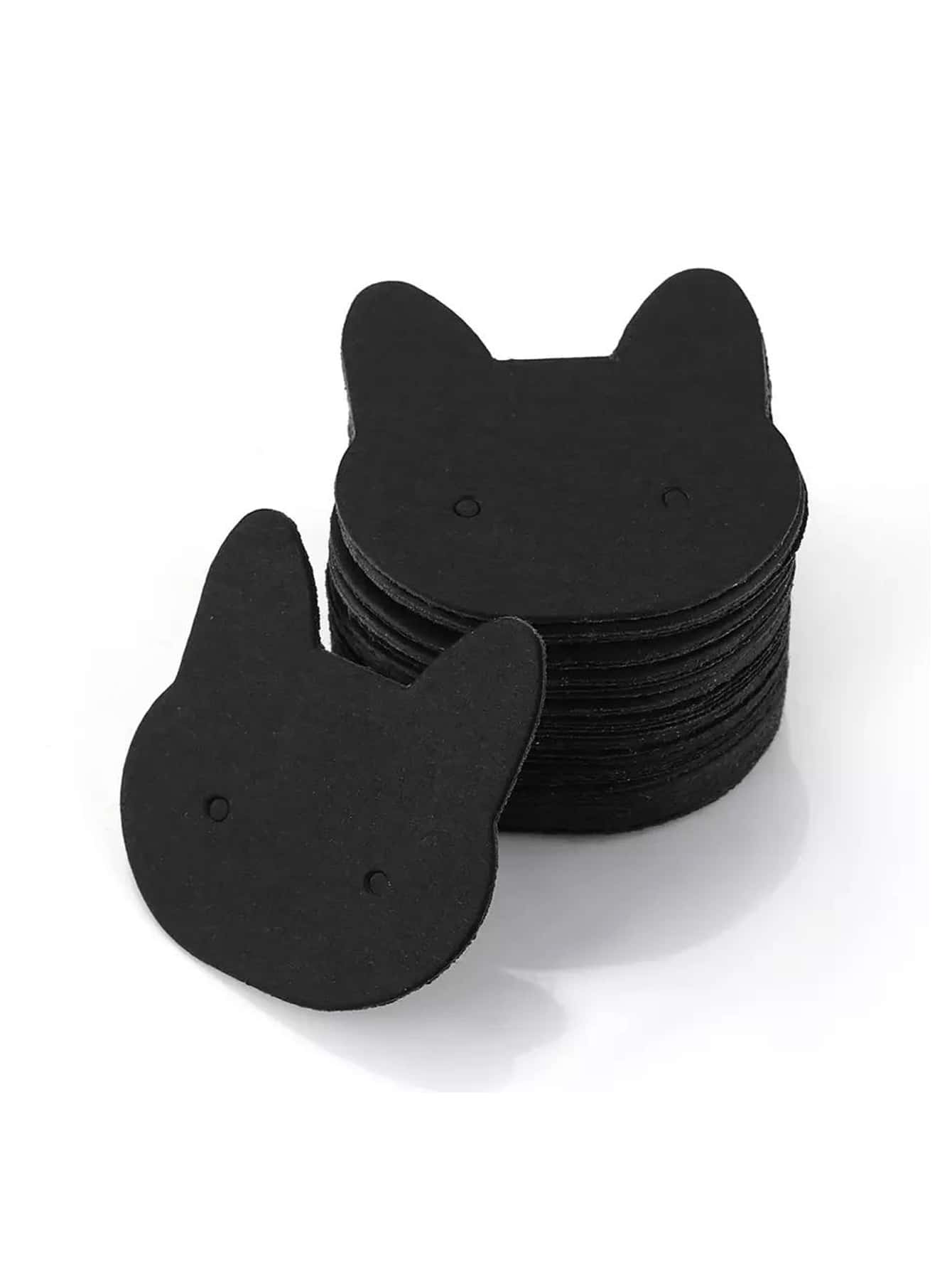 50入組卡通貓頭設計耳環收納架 - 黑色 - 查看 1