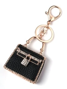 Rhinestone trang trí túi móc khóa quyến rũ - màu đen - Xem 3