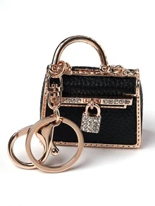 Rhinestone trang trí túi móc khóa quyến rũ - màu đen - Xem 4