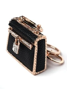 Rhinestone trang trí túi móc khóa quyến rũ - màu đen - Xem 2