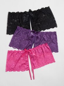 Classic Sexy Plus 3pack Floral Lace Crotchless Panty - Multicolor - View 2