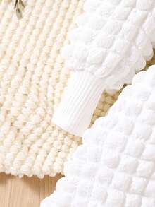 Baby Textured Puff Sleeve Dress - White - View 5