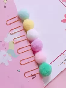 10入組絨球裝飾迴紋針 - 彩色 - 查看 1