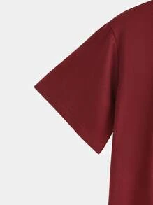 Manfinity Homme Men Slogan & Floral Print Tee - Burgundy - View 3