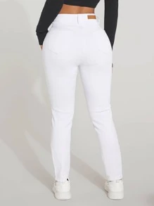 SHEIN SXY Ripped Skinny Jeans - White - View 3