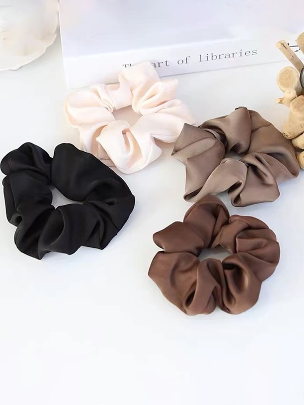 4pcs Minimalist Solid Scrunchie For Women, Elastic Hair Ties No Damage Ponytail Holder Casual Scrunchies