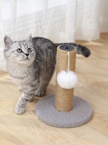 1pc Pom Pom Decor Cat Scratcher - Multicolor - View 1