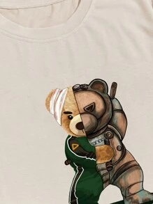 Manfinity Hypemode Men Bear And Letter Graphic Tee - Khaki - View 4