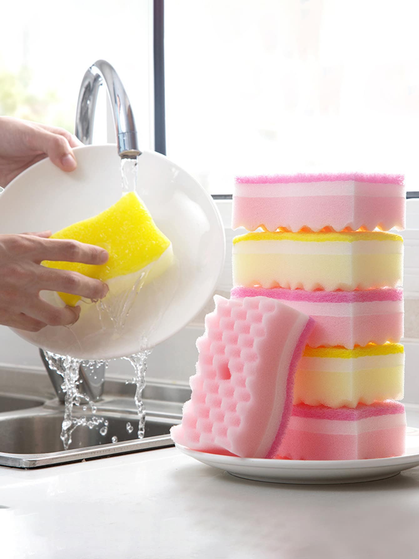 WHICHLIFE 4入組撞色清潔海綿