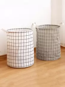 1pc Foldable Round Fabric Laundry Basket For Dorm & Home, Used As Dirty Clothes Hamper, Plush Doll Or Clothing Storage Organizer Dress Pants Shoes Jeans Boots Skirt - View 9