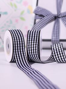 1 rull rutigt mönster presentförpackningsband - Svart - Visa 8