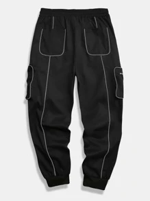 Manfinity EMRG 男士反光翻蓋口袋長褲 - 黑色 - 查看 2