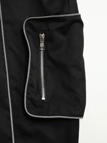 Manfinity EMRG 男士反光翻蓋口袋長褲 - 黑色 - 查看 5
